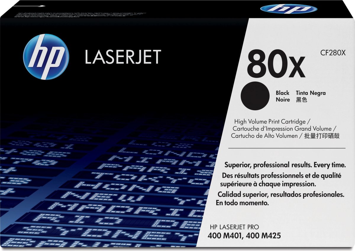 HP 80X/CF280X lasertoner, sort