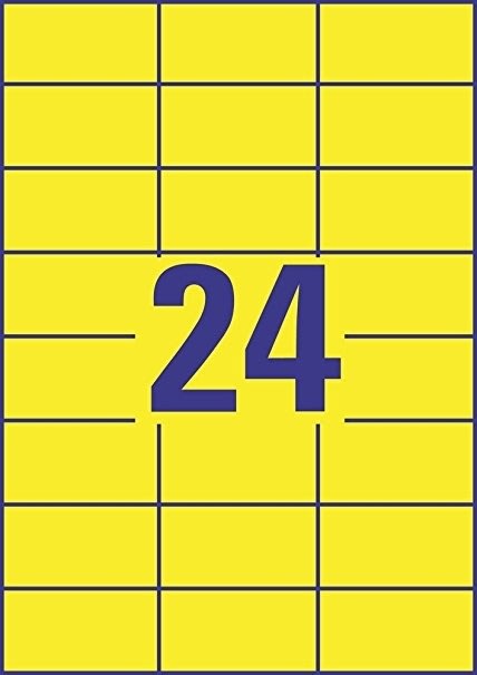 Avery 3451 farvede etiketter, 70 x 37mm, gul