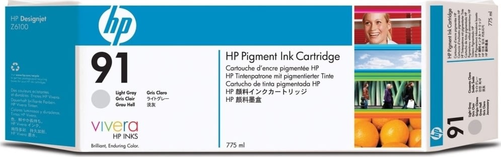 HP nr.91/C9466A blækpatron, lysegrå, 775 ml