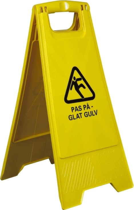 Advarselsskilt, "Pas På - Glat gulv", 2-sidet, gul