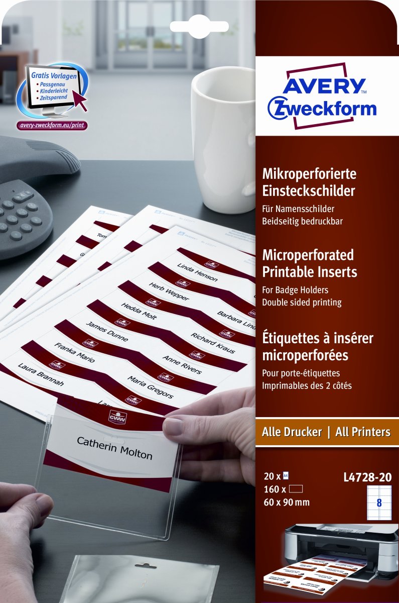 Avery L4728 -20 navneskilt 60x90 mm 
