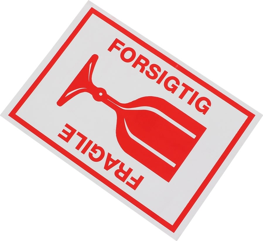 Etiket | Forsigtig - Glas | 250 stk.