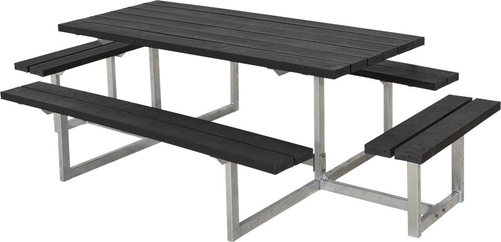Plus Basic bord-bænkesæt m. påbyg, RePlast, Sort