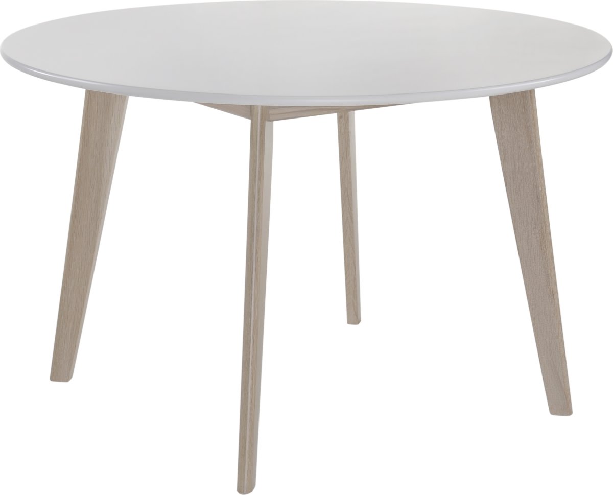 Copenhagen kantinebord, Ø120 cm. Hvid/Eg whitewash