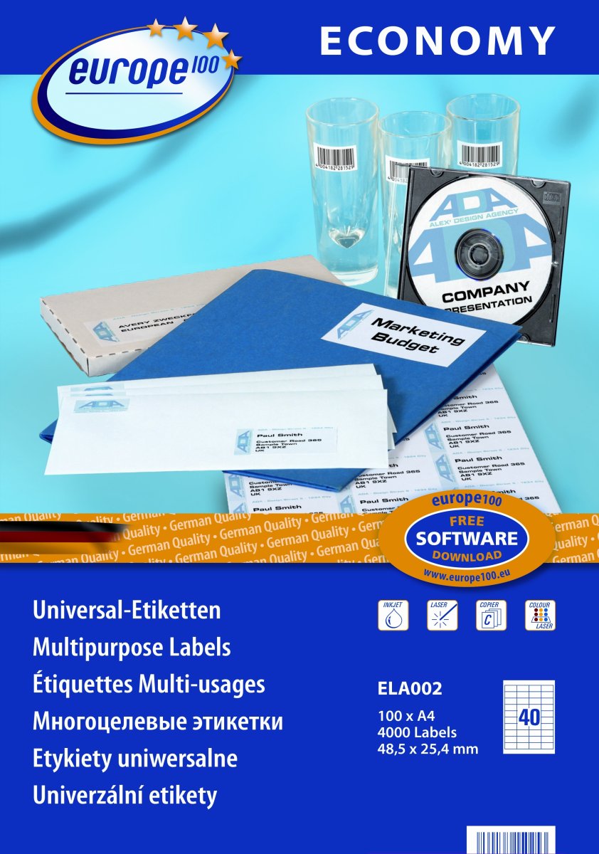Europe E100 Etiket | 48,5x25,4 mm | 4000 stk.