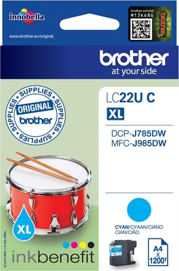 Brother LC22UC XL blækpatron, blå, 1200s