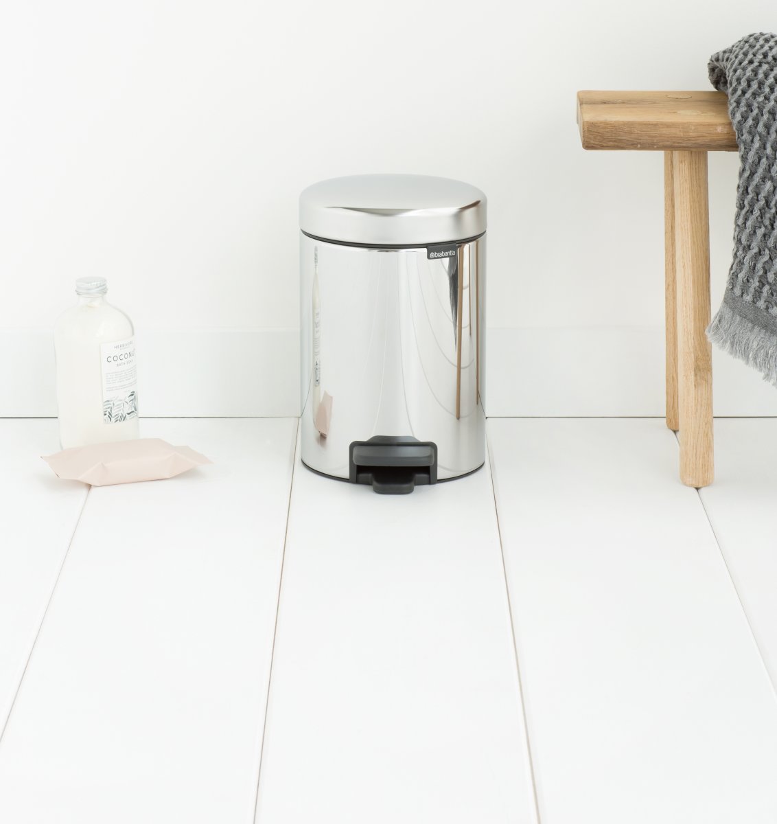 Brabantia NewIcon Pedalspand 3 L, brilliant steel