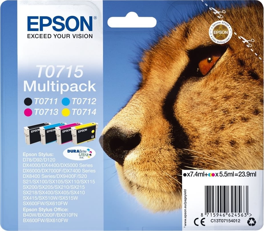 Epson T0715 Multi pack, C13T07154012 blækpatron 