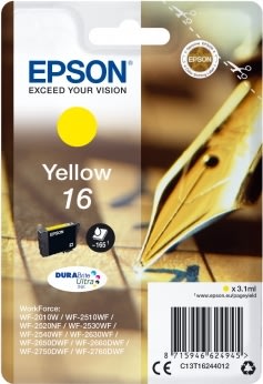 Epson T1624 blækpatron, 165 sider, gul