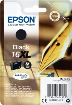 Epson T1631/C13T16314012 XLblækpatron, sort, 500s
