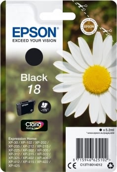 Epson nr. 18/C13T18014012 blækpatron, sort, 175s