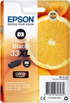 Epson 33XL blækpatron, foto-sort