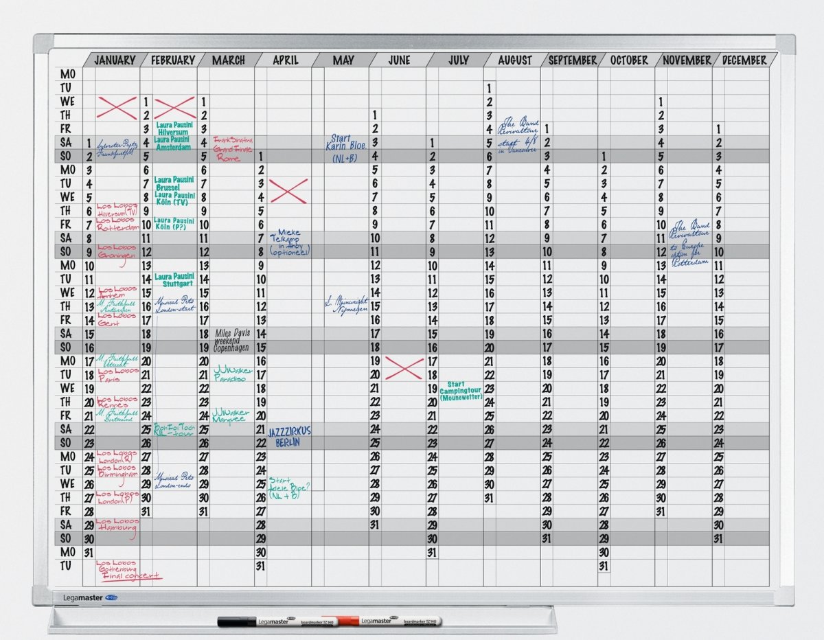 Legamaster Professional Year Planner, 90cmx120 cm
