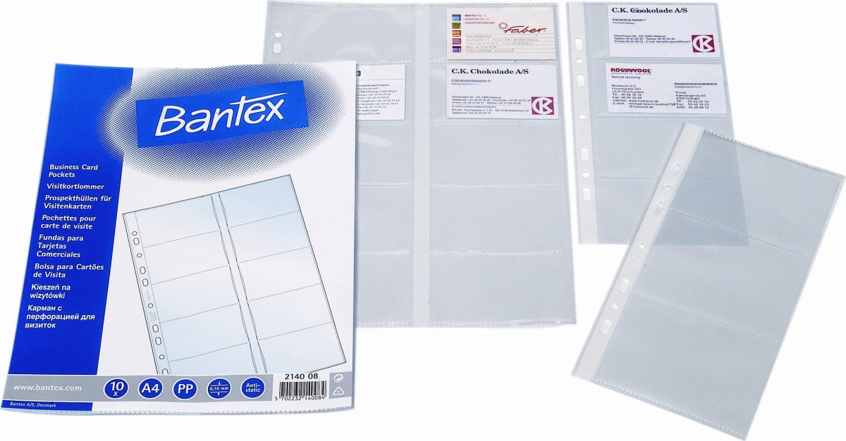 Bantex Visitkortlomme | A4 | 10 stk.