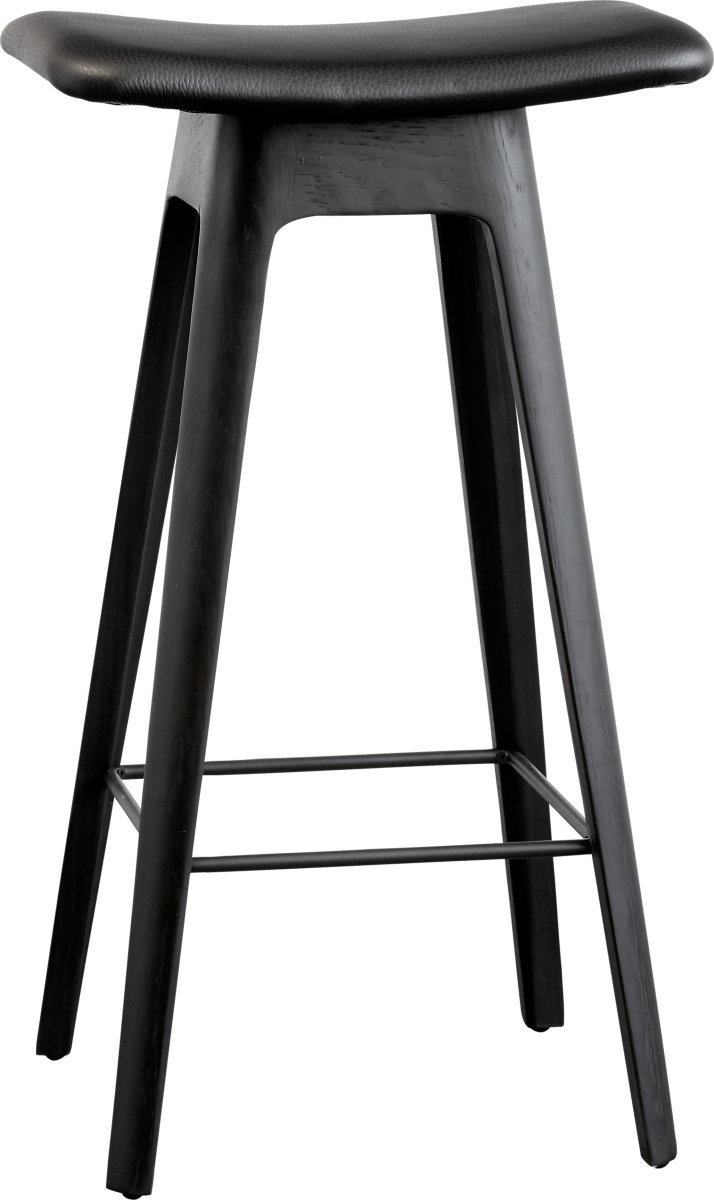 HC1 Barstol, Sort med læder sæde, H 67 cm