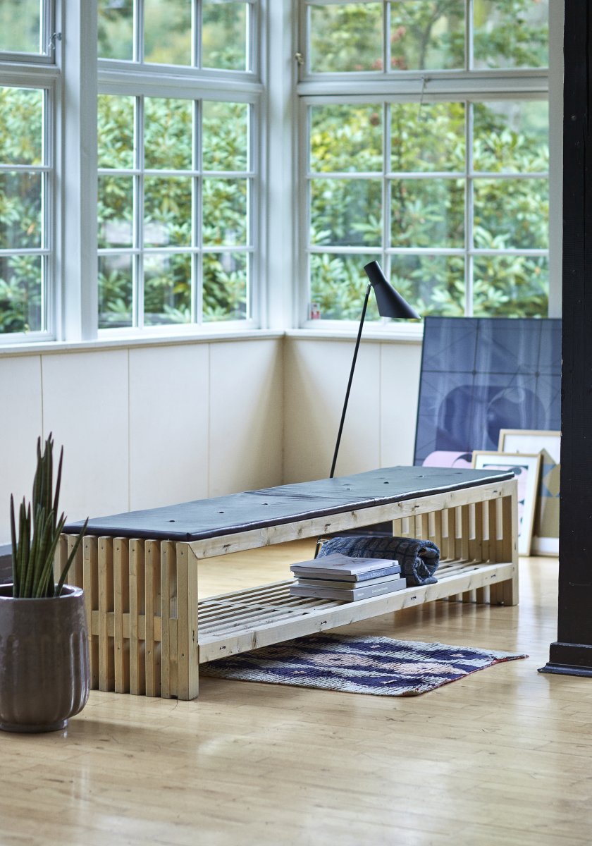 Plus Trallebænk m. hylde, Drivtømmer, L 218 cm