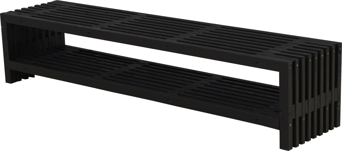 Plus Trallebænk m. hylde, Sort, L 218 cm
