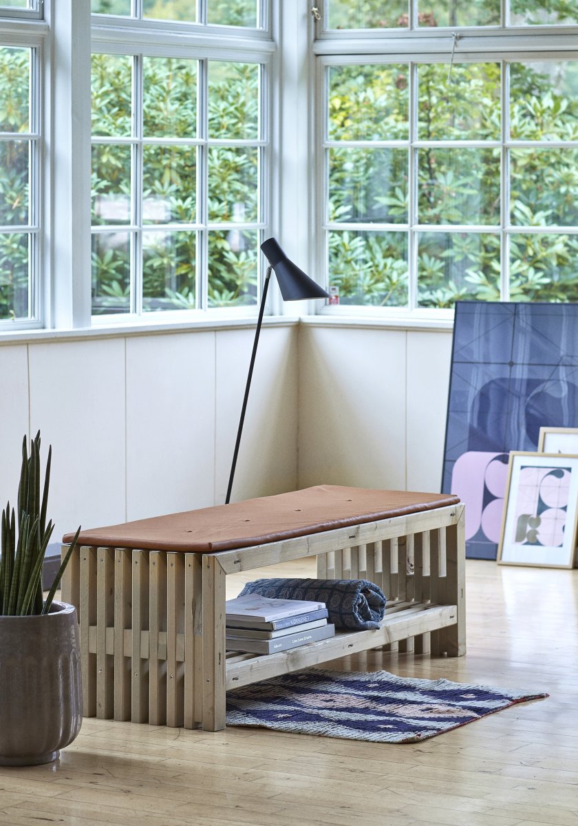 Plus Trallebænk m. hylde, Drivtømmer, L 138 cm