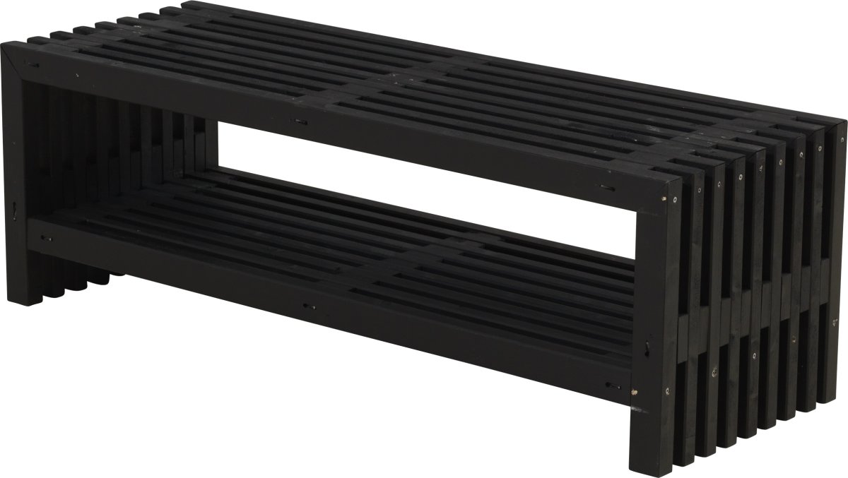 Plus Trallebænk m. hylde, Sort, L 138 cm