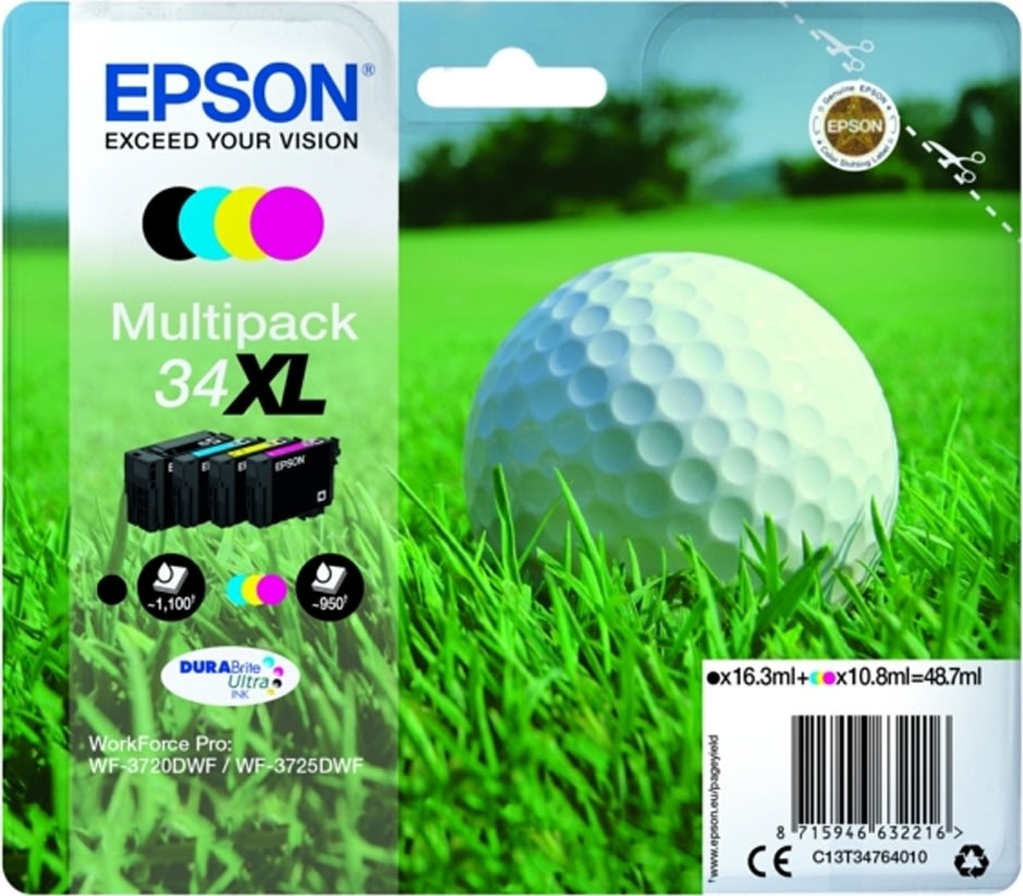 Epson 34XL blækpatron, multipak, 4 farver