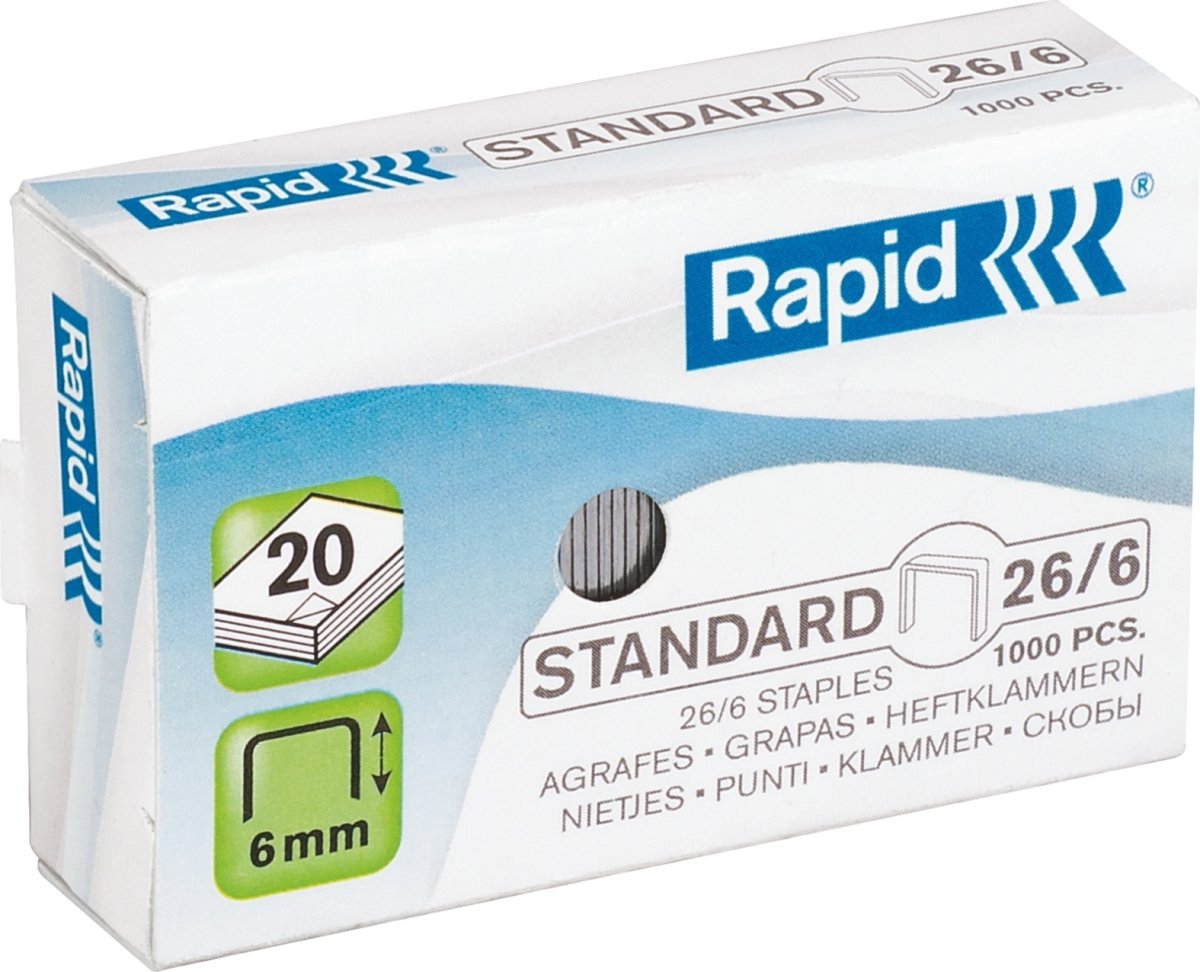 Rapid Standard Hæfteklamme | 26/6 | 1000 stk.