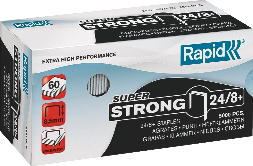 Rapid Super Strong 24/8 Hæfteklammer, 5000 stk.