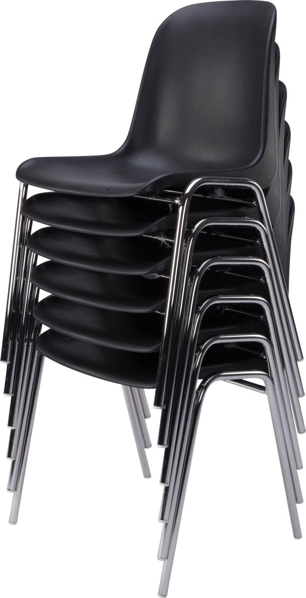 Lena Basic kantinesæt m/ 6 sorte stole og bord