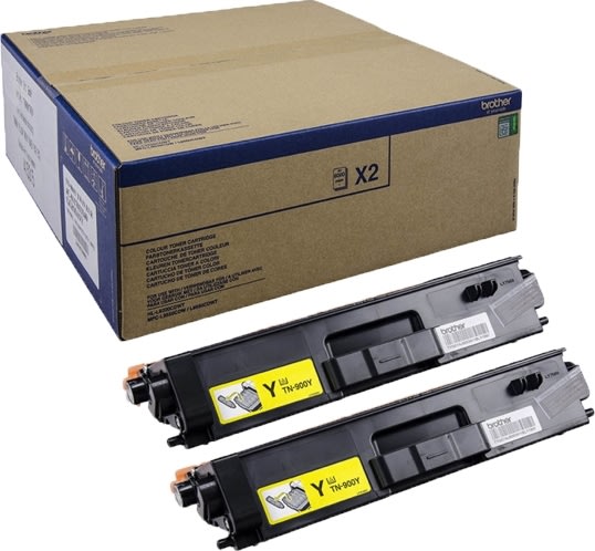 Brother TN900Y lasertonere, Gul , 6000s, twin-pack