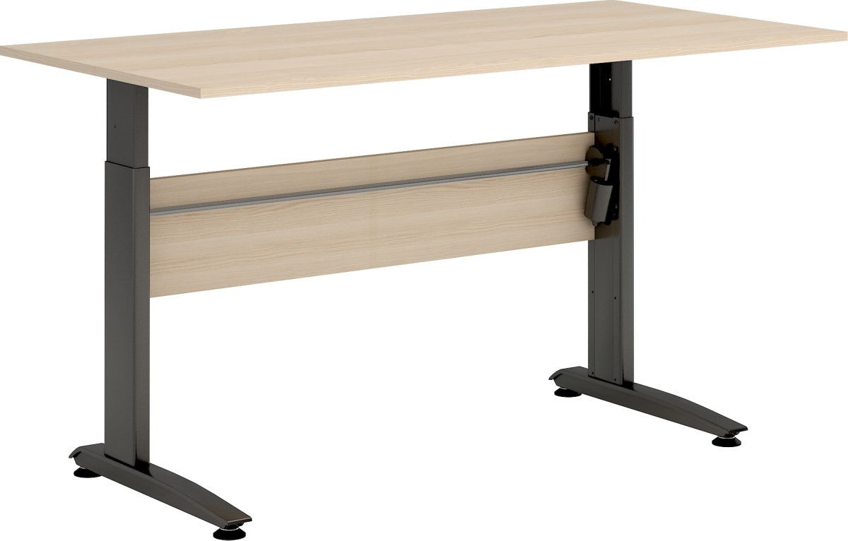 VIKING hæve-/sænkebord, 160x80, ahorn melamin/sort