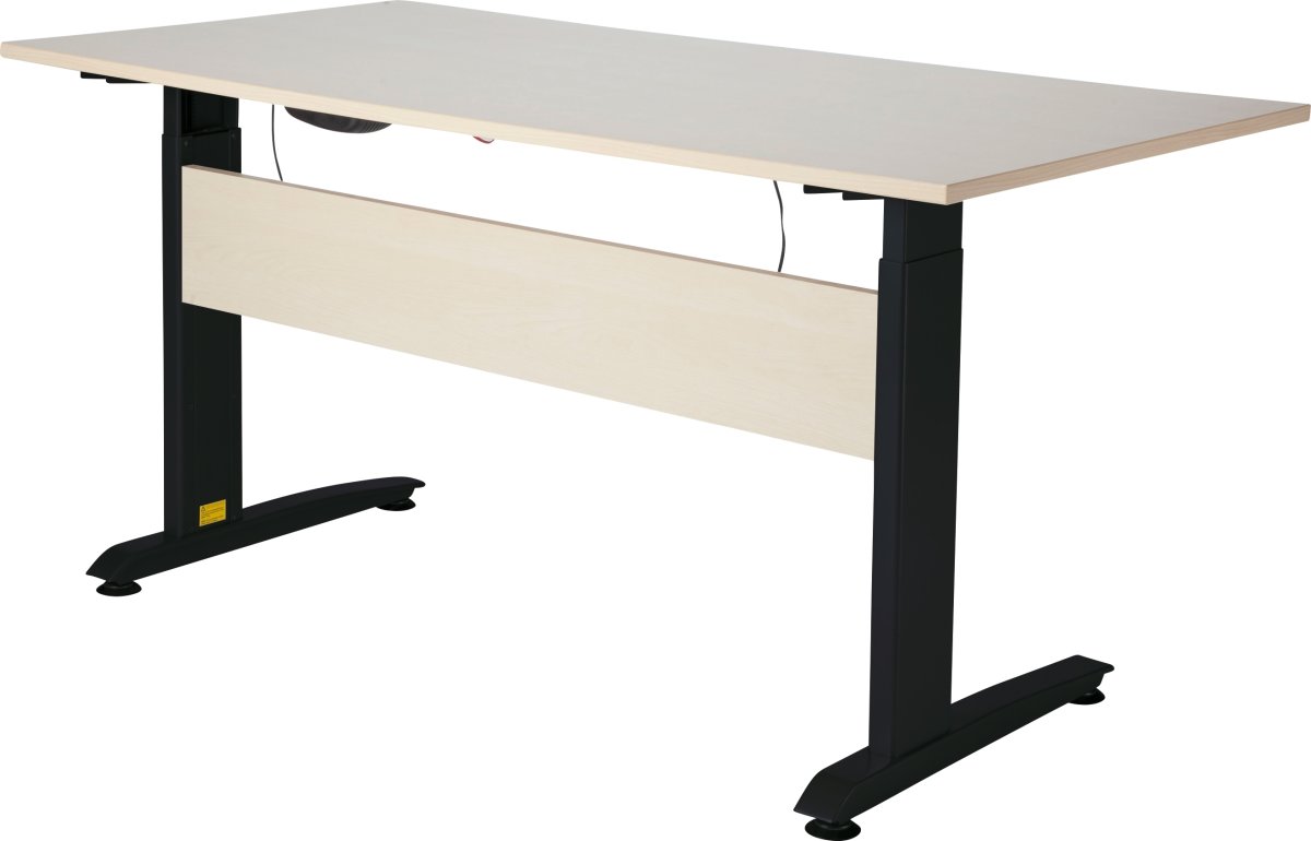 VIKING hæve-/sænkebord, 160x80, ahorn melamin/sort