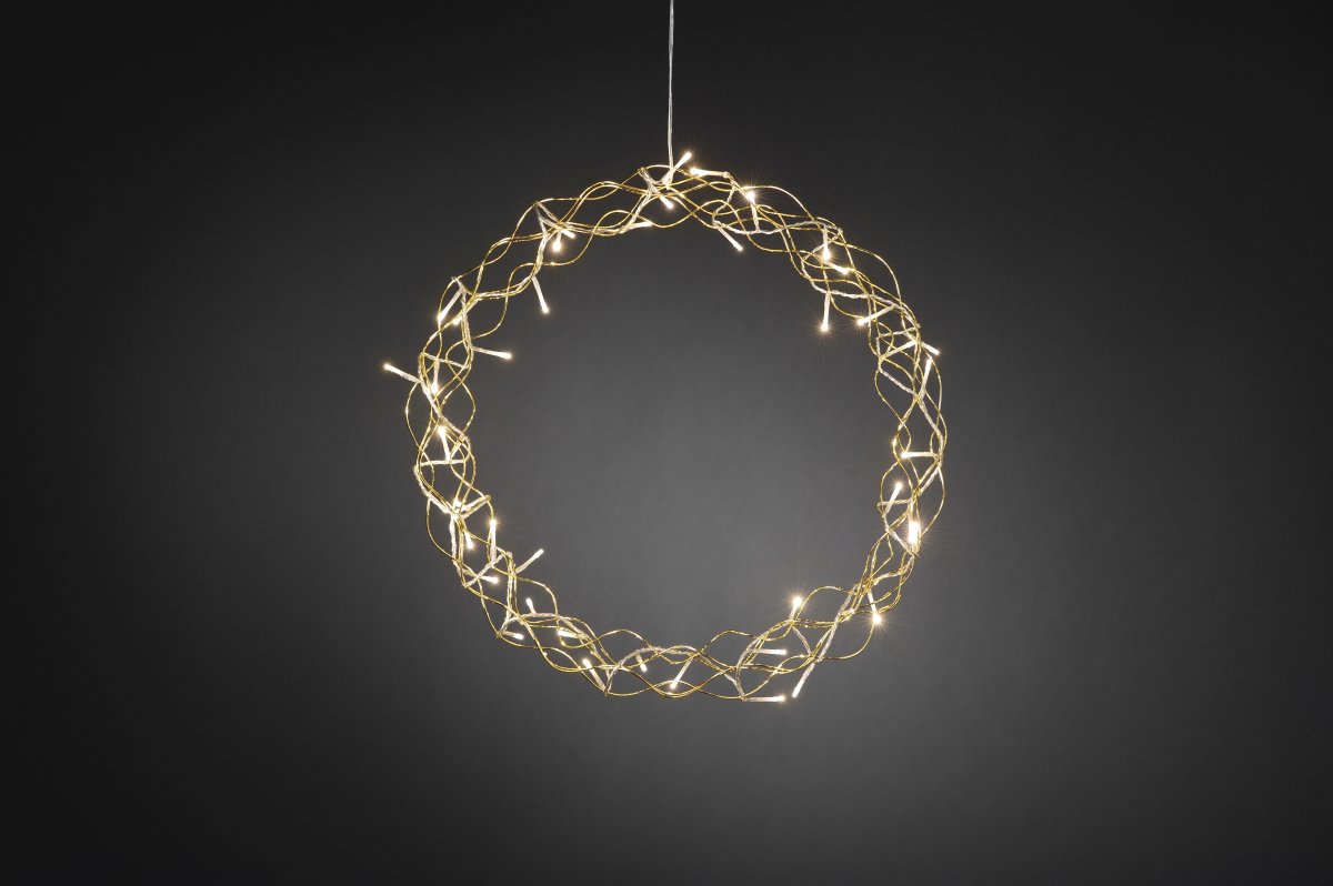 Lyskrans, 45 LED lys, Ø45 cm, guld