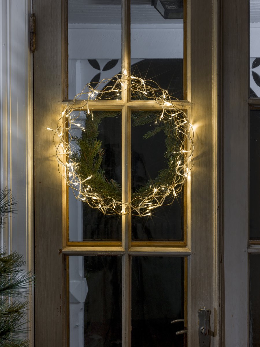 Lyskrans, 45 LED lys, Ø45 cm, guld