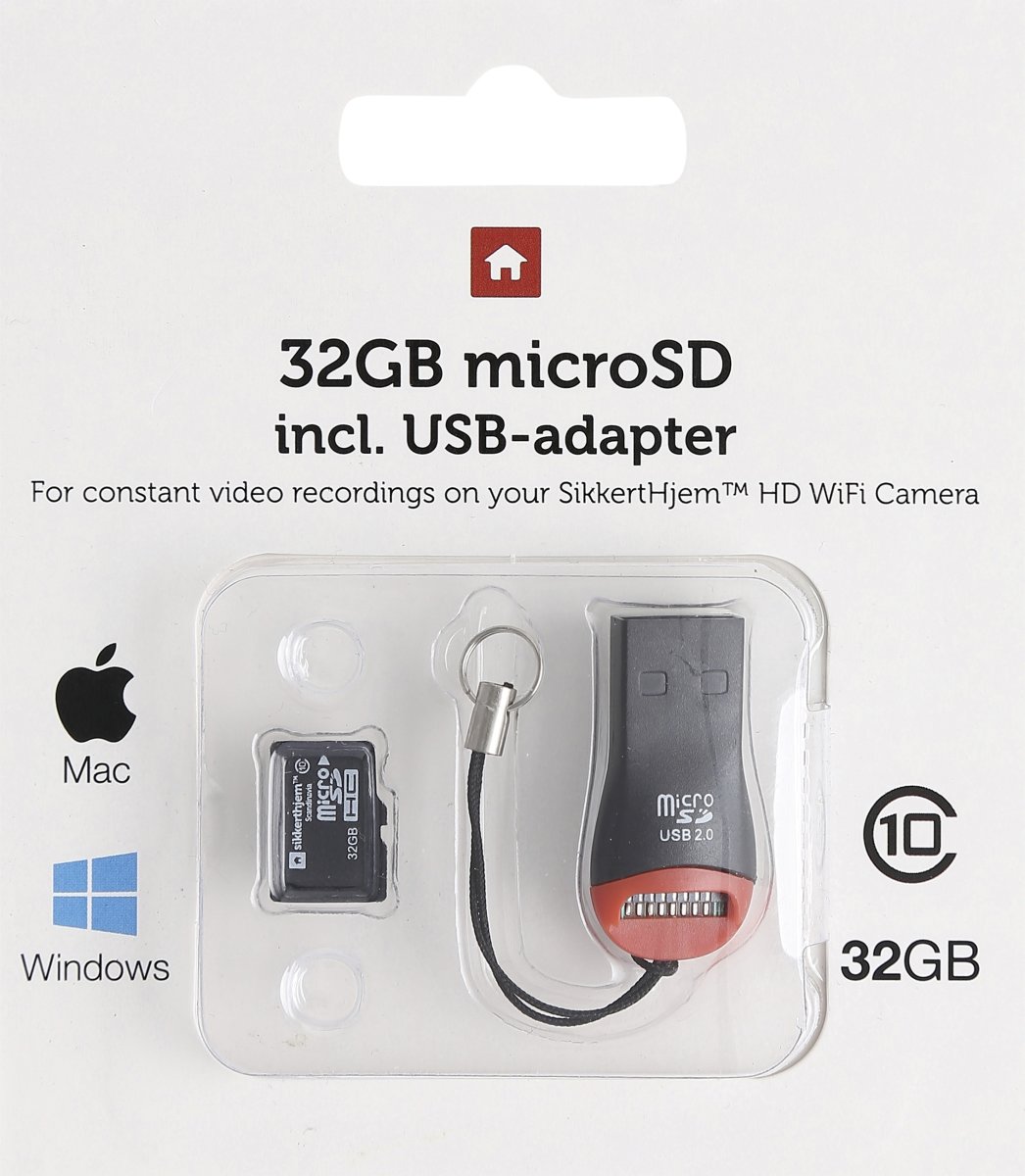 32GB microSD+USB adapter til SikkertHjem Kamera - Køb | Lomax A/S