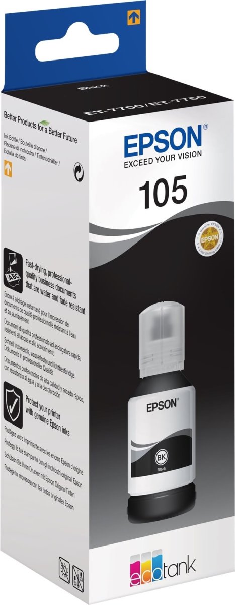 Epson T105 blæktank, sort, 140ml