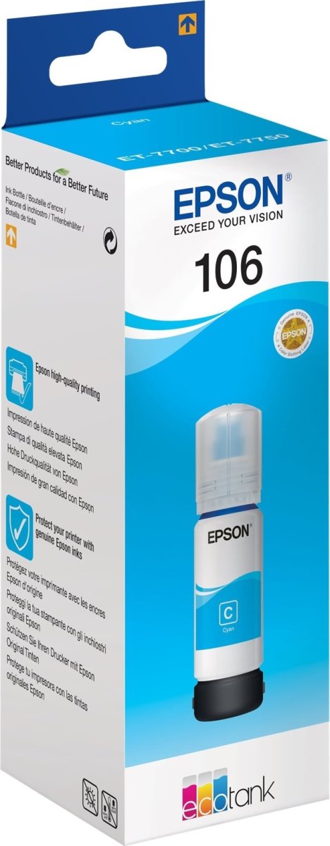 Epson T106 blæktank, cyan, 70ml