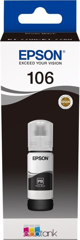 Epson T106 blæktank, foto-sort, 70ml