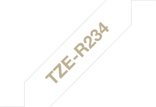 Brother TZe-R234 guld tekst på hvidt silkebånd