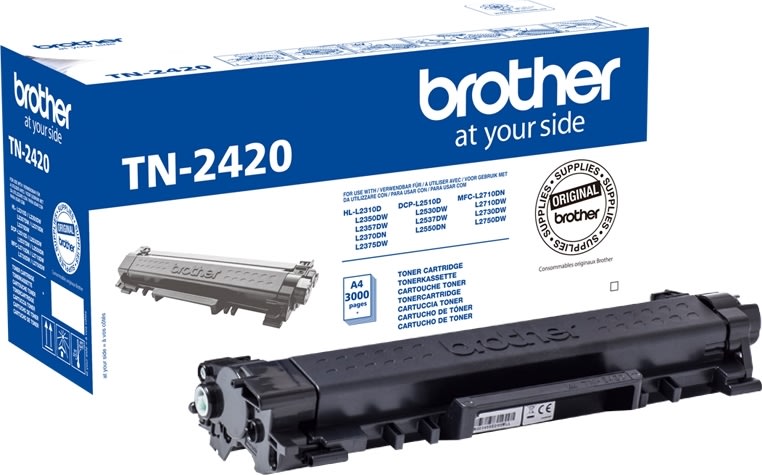 Brother TN2420 lasertoner, sort, 3000s.