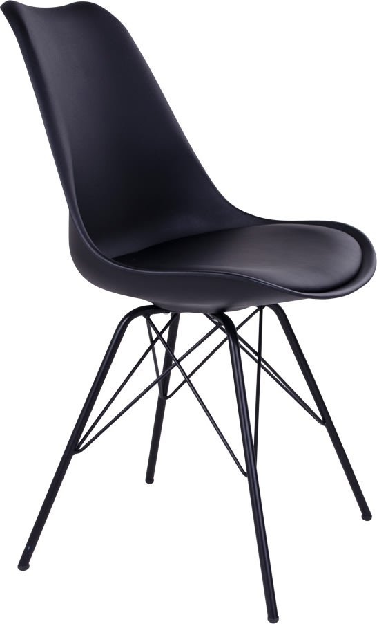 Oslo spisebordsstol, sort m. sort stålstel 