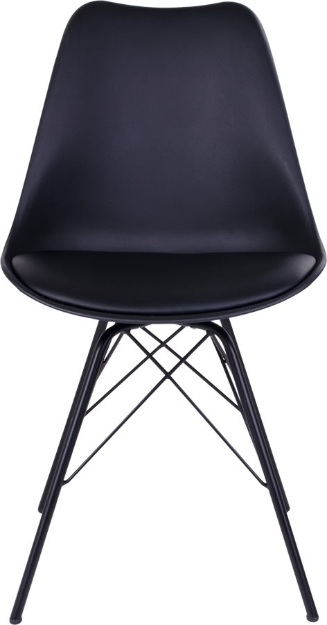 Oslo spisebordsstol, sort m. sort stålstel 