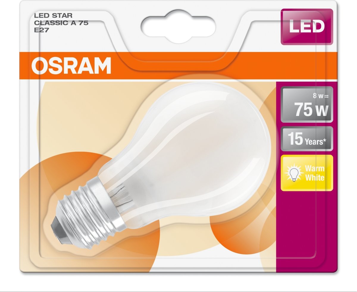 Osram LED Retro Standardpære mat E27, 8W=75W