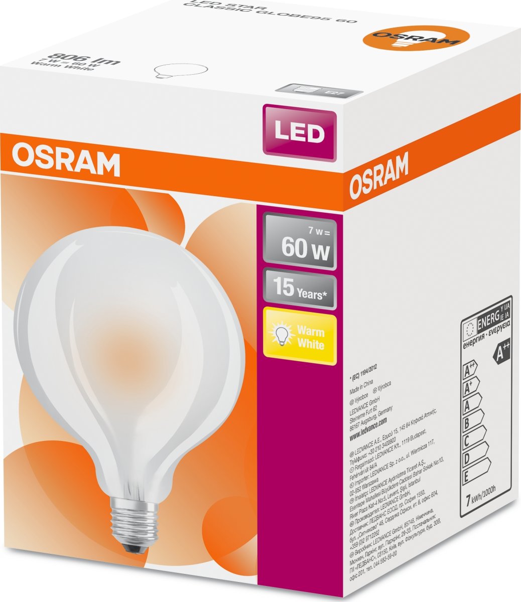 Osram LED Globepære E27, 7W=60W