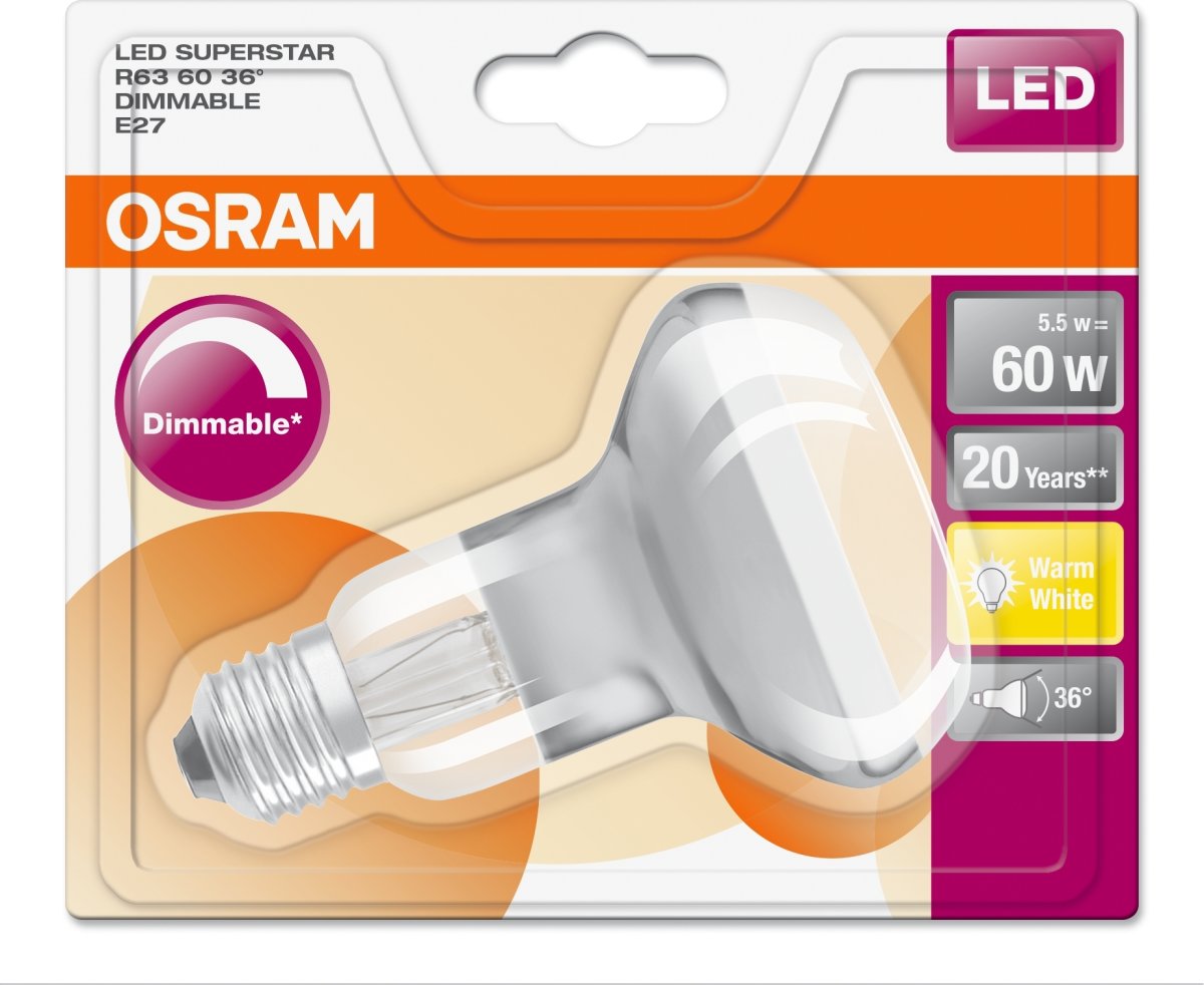 Osram LED Spotpære E27, 4,5W=33W