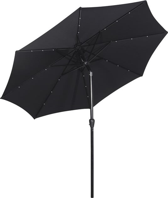 Frank parasol m/solar LED og tilt Ø3 m, sort