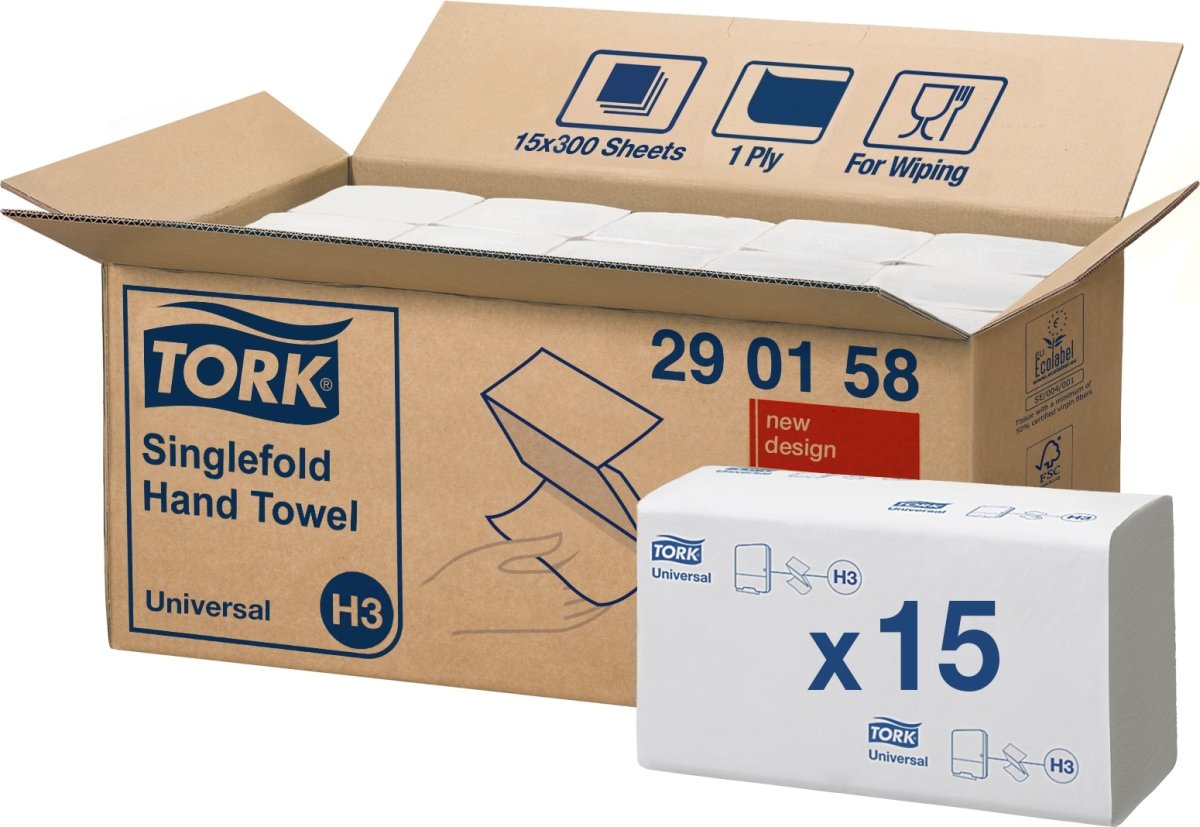 Tork H3 Universal Håndklædeark, zig-zag fold,15 pk