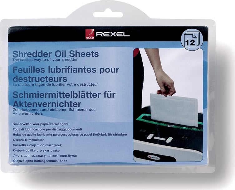 Rexel 2101948 olieret ark til makulator, 12 stk