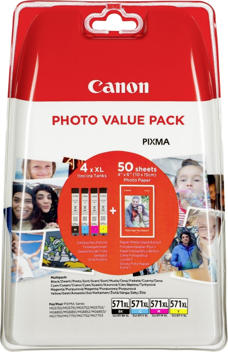 Canon CLI-571XL C/M/Y/BK blæk, photo 4-pack