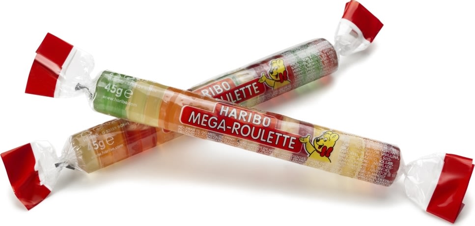 Haribo Mega Roulette Fruit Vingummi, 45 g