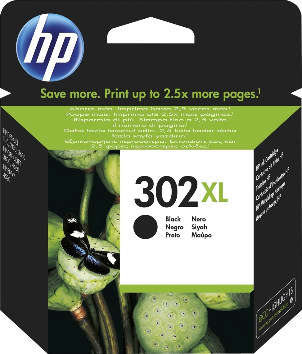 HP No302XL blækpatron, blister, sort, 480s