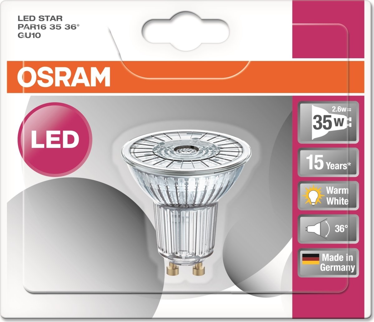 Osram LED Spotpære GU10, 2,6W=35W